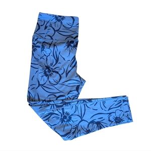 2/$15 Woman's Athletic Works Dri More Blue Floral Leggings- Size Large